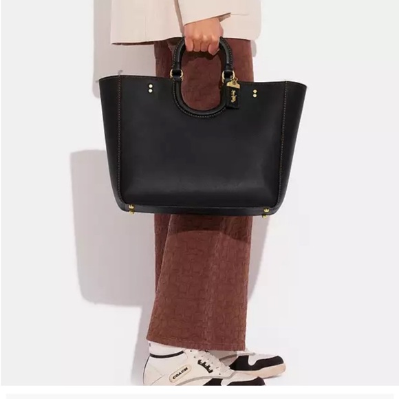Coach Rae Tote Black Leather Bag - Picture 7 of 12